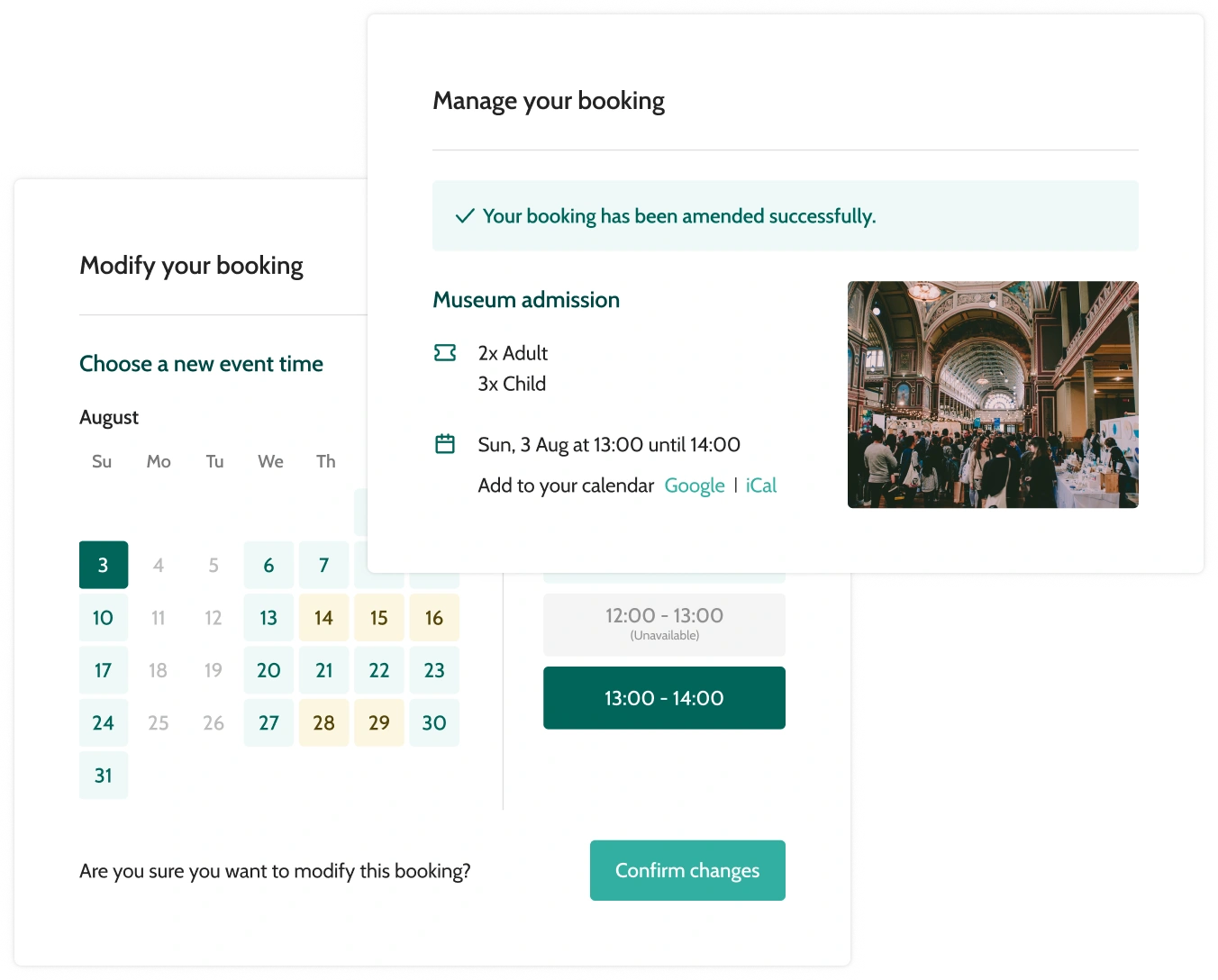 bookings management interface on Beyonk software, making it a great Simpletix alternative